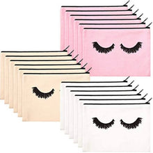 Load image into Gallery viewer, Eyelashes Canvas Cosmetic Pouch
