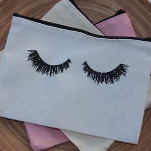 Eyelashes Canvas Cosmetic Pouch