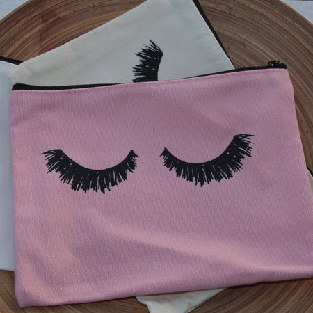 Eyelashes Canvas Cosmetic Pouch
